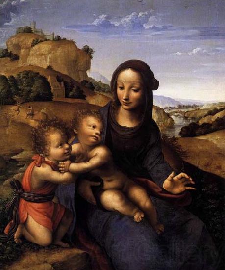YANEZ DE LA ALMEDINA, Fernando Madonna and Child with Infant St John Norge oil painting art